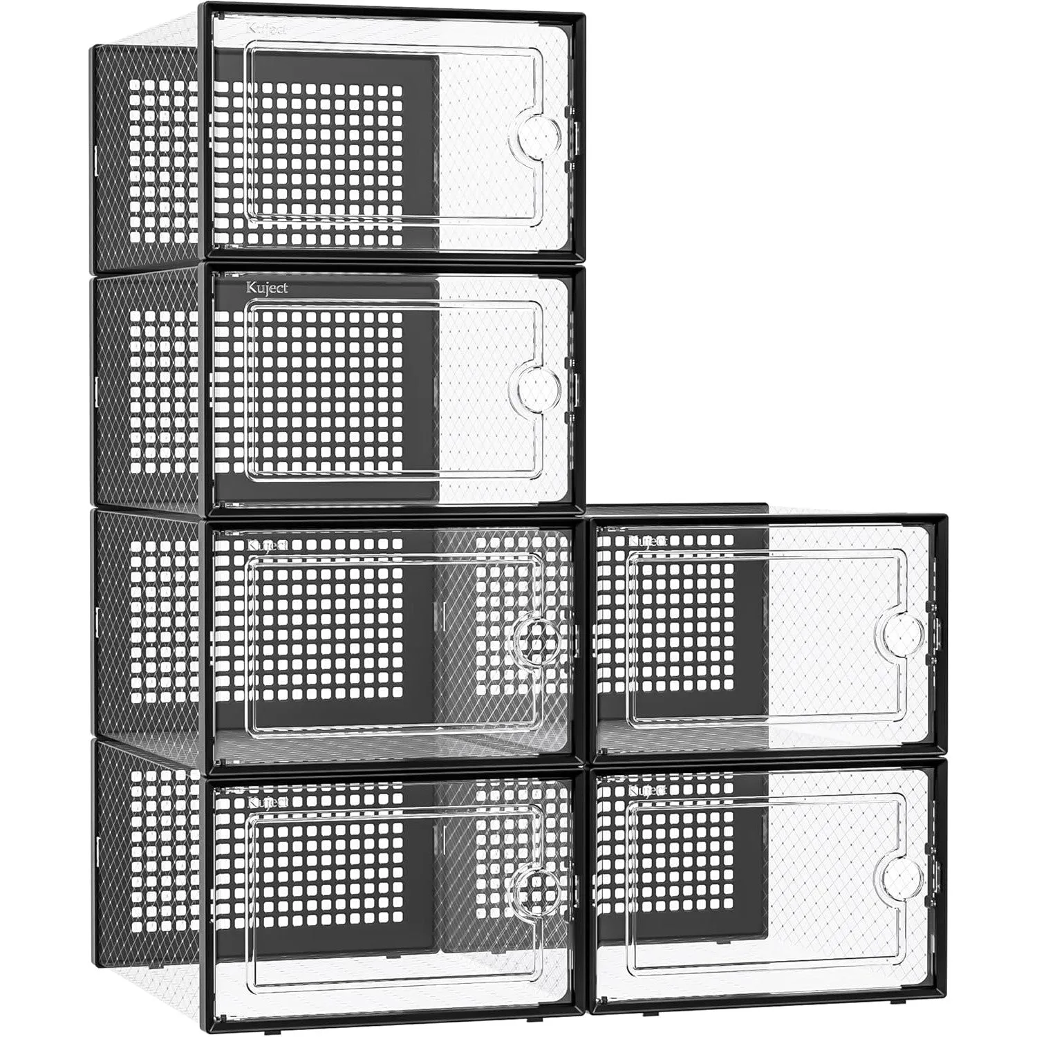 Kuject X-Large Shoe Storage Boxes Organizers for Closet 12 Pack, Fit Size 11,Clear Plastic Stackable Sneaker Containers for Entryway, Space Saving Shoe Rack Holder,Substitute for Drawer Organize Unit