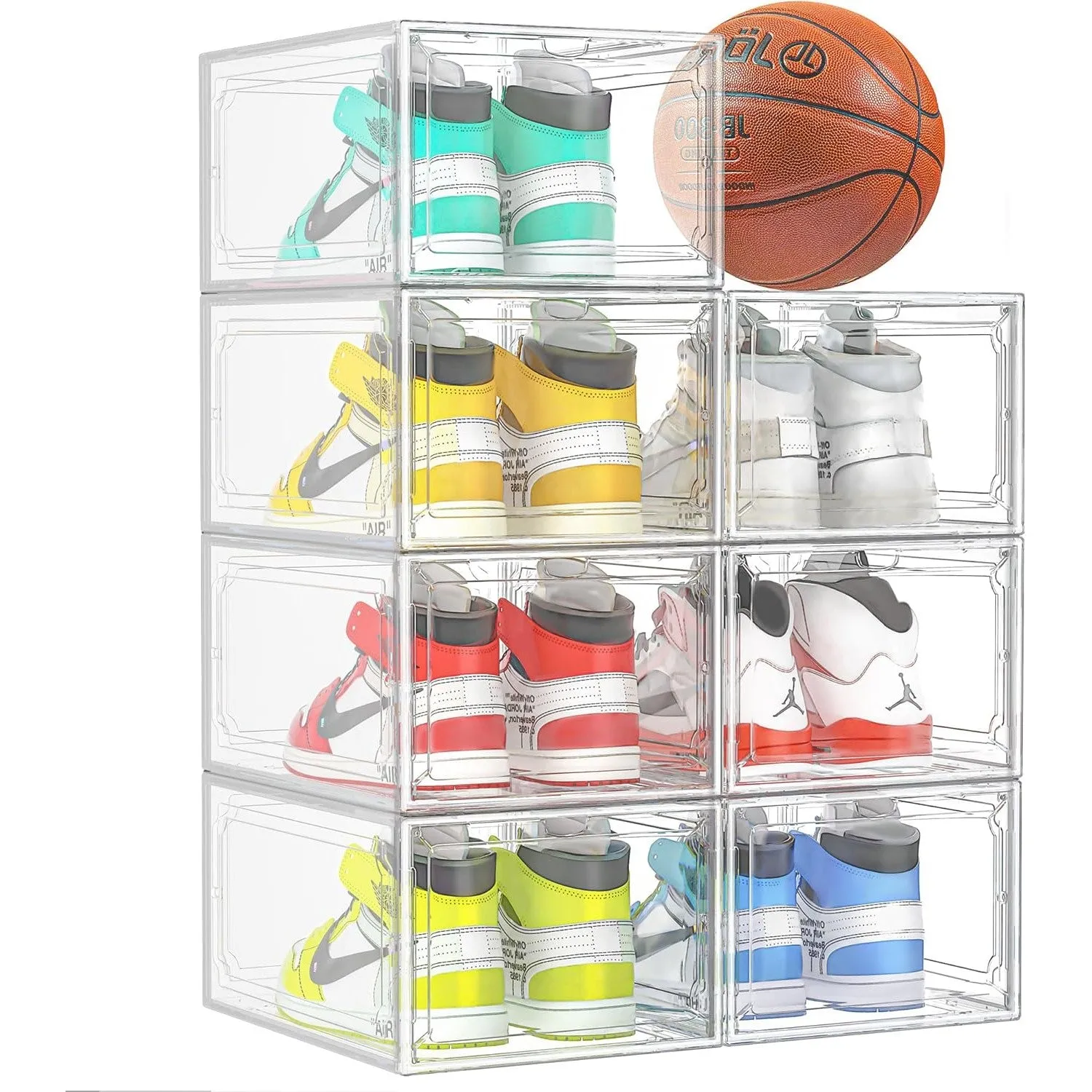 Kuject X-Large Shoe Storage Boxes Organizers for Closet 12 Pack, Fit Size 11,Clear Plastic Stackable Sneaker Containers for Entryway, Space Saving Shoe Rack Holder,Substitute for Drawer Organize Unit