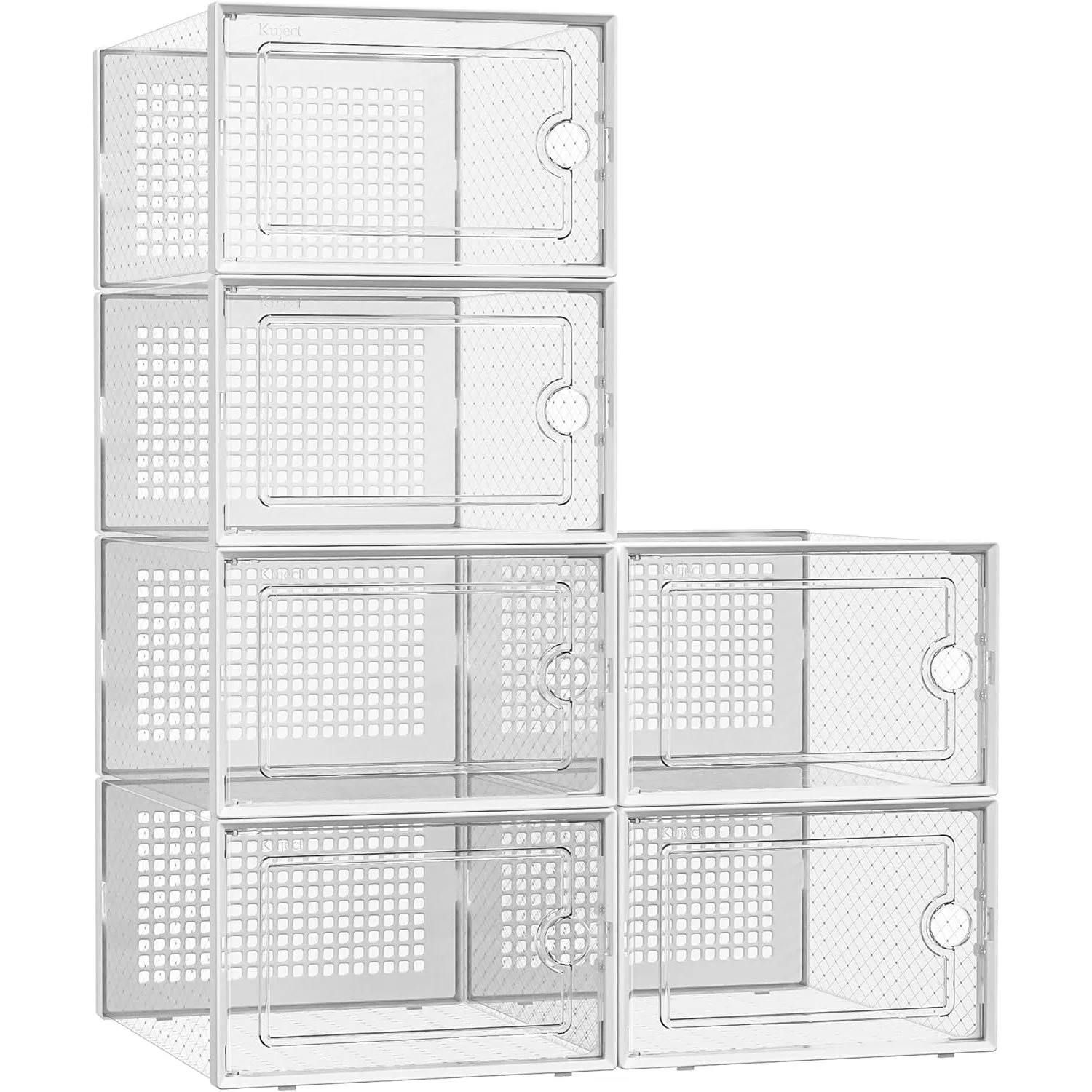Kuject X-Large Shoe Storage Boxes Organizers for Closet 12 Pack, Fit Size 11,Clear Plastic Stackable Sneaker Containers for Entryway, Space Saving Shoe Rack Holder,Substitute for Drawer Organize Unit