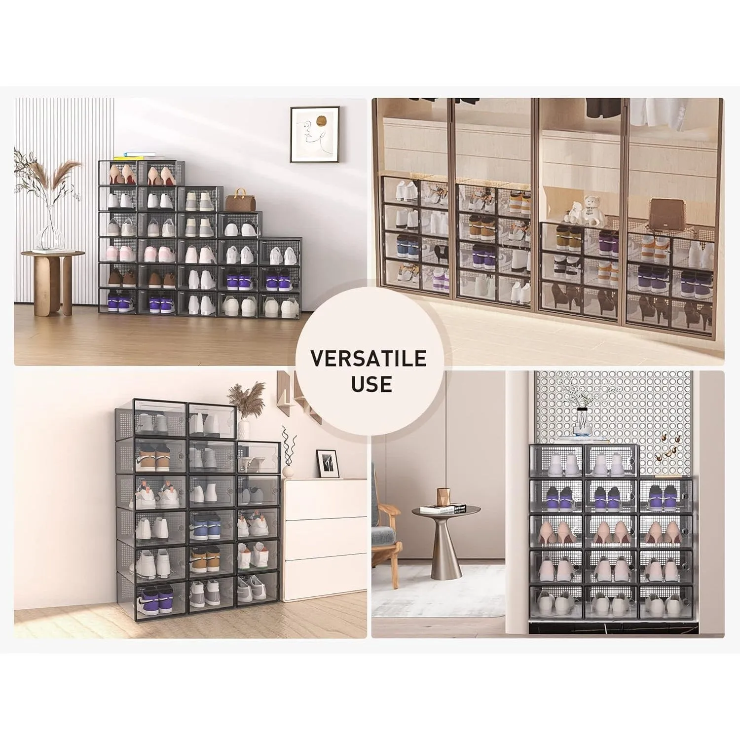 Kuject X-Large Shoe Storage Boxes Organizers for Closet 12 Pack, Fit Size 11,Clear Plastic Stackable Sneaker Containers for Entryway, Space Saving Shoe Rack Holder,Substitute for Drawer Organize Unit