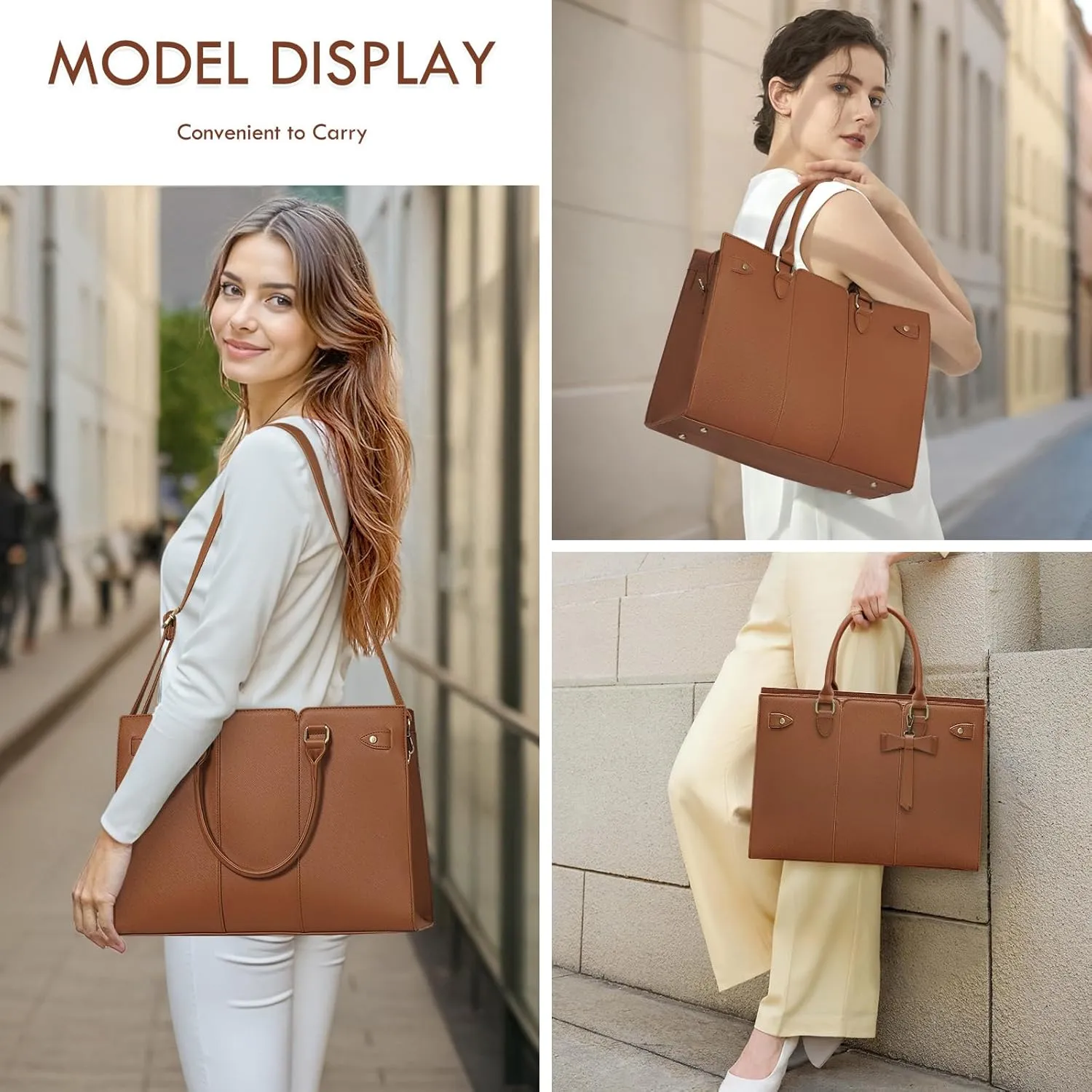 Laptop Bag for Women 15.6 Inch Laptop Tote Bag Waterproof Pu Leather Work Bag Computer Briefcase Office Teacher Handbag