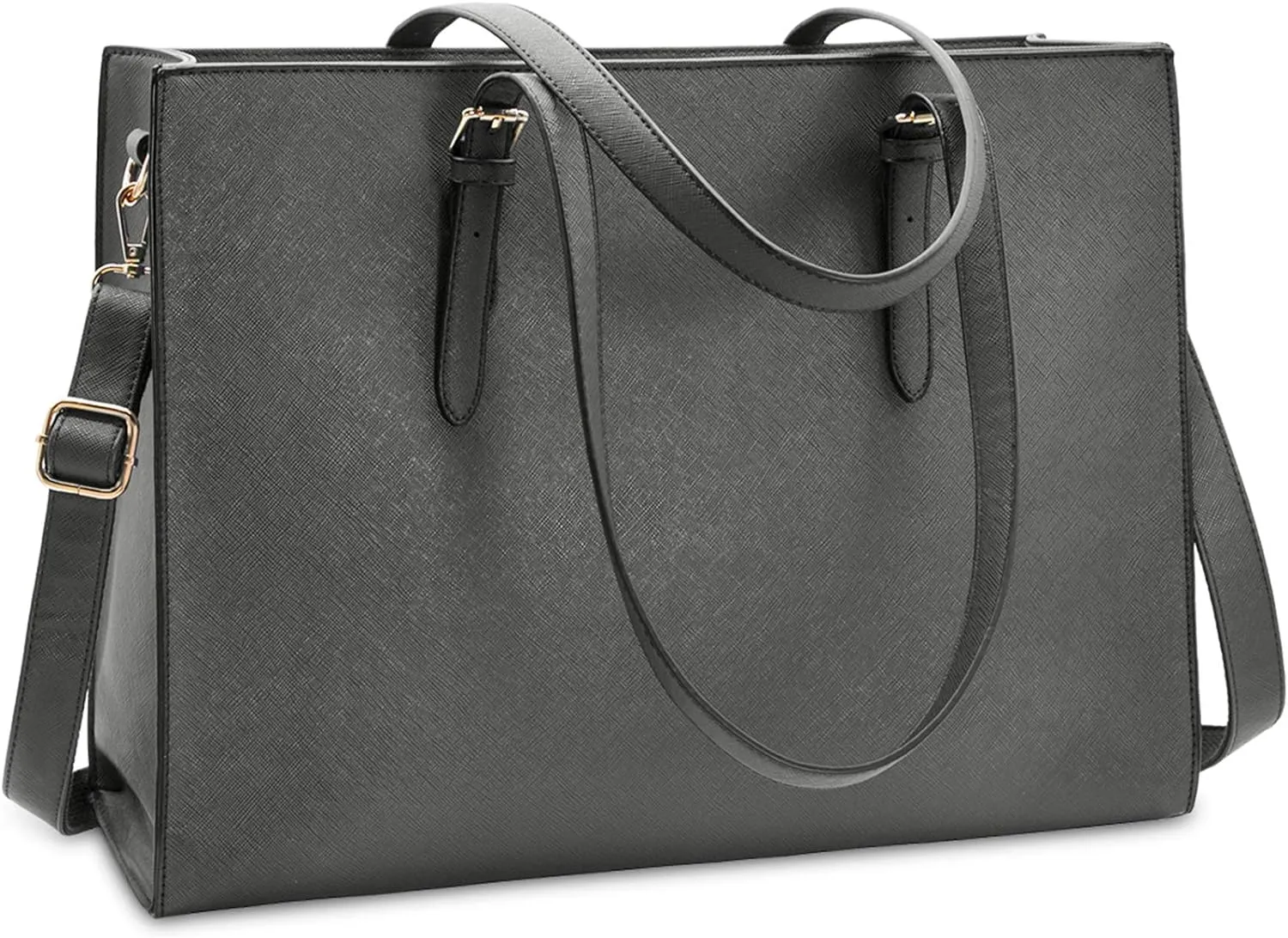 Laptop Bag for Women Waterproof Lightweight Leather 15.6 Inch Computer Tote Bag Business Office Briefcase Large Capacity Handbag Shoulder Bag Professional Office Work Bag 15.6 Inch Grey