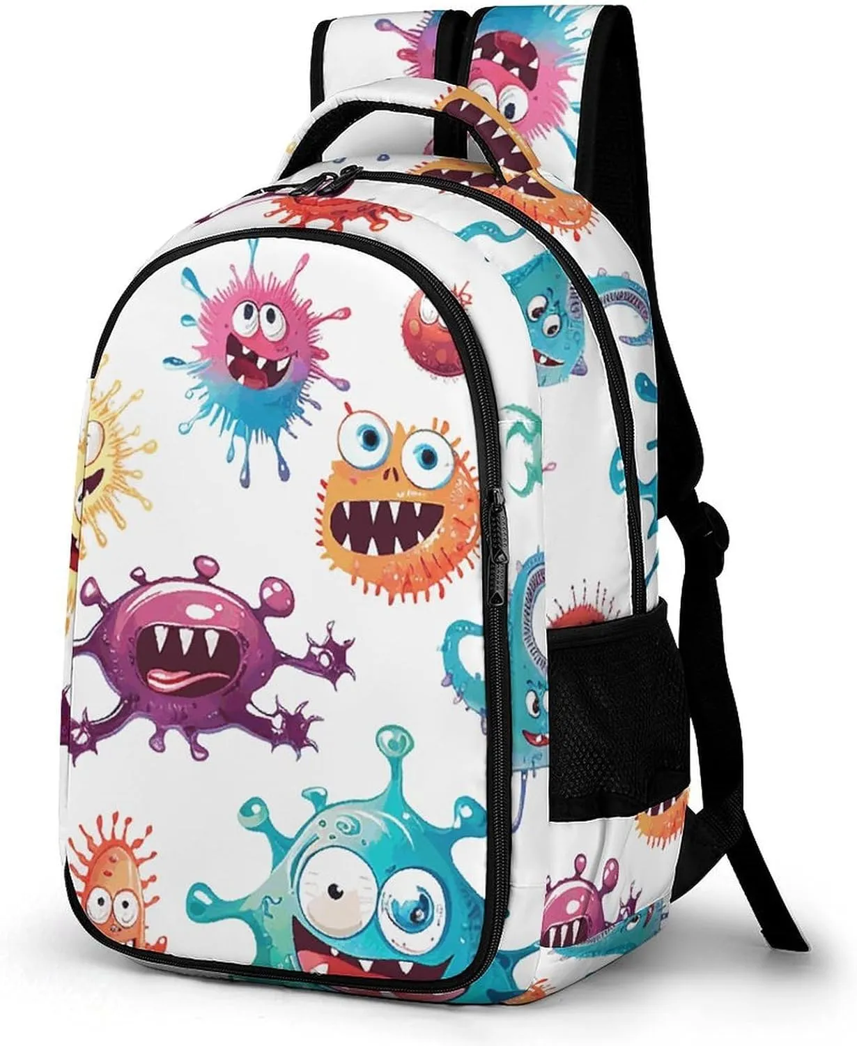 Laptop Travel Backpacks for Women Men,Cartoon Bacteria Pattern Printed Computer Bags Travel Work Rucksack Ergonomic Shoulder Straps