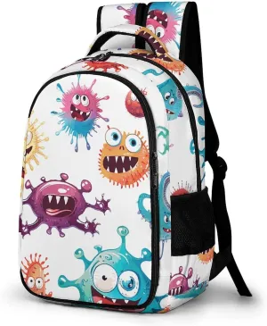 Laptop Travel Backpacks for Women Men,Cartoon Bacteria Pattern Printed Computer Bags Travel Work Rucksack Ergonomic Shoulder Straps