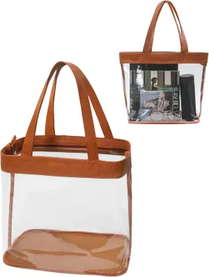 Large Clear Tote Bag Stadium Approved Plastic Yarn Holder for Crocheting Supplies Knitting Crochet Project Bag Craft Storage Transparent See Through Purse for Stadium Events 12 x6 x12,Brown