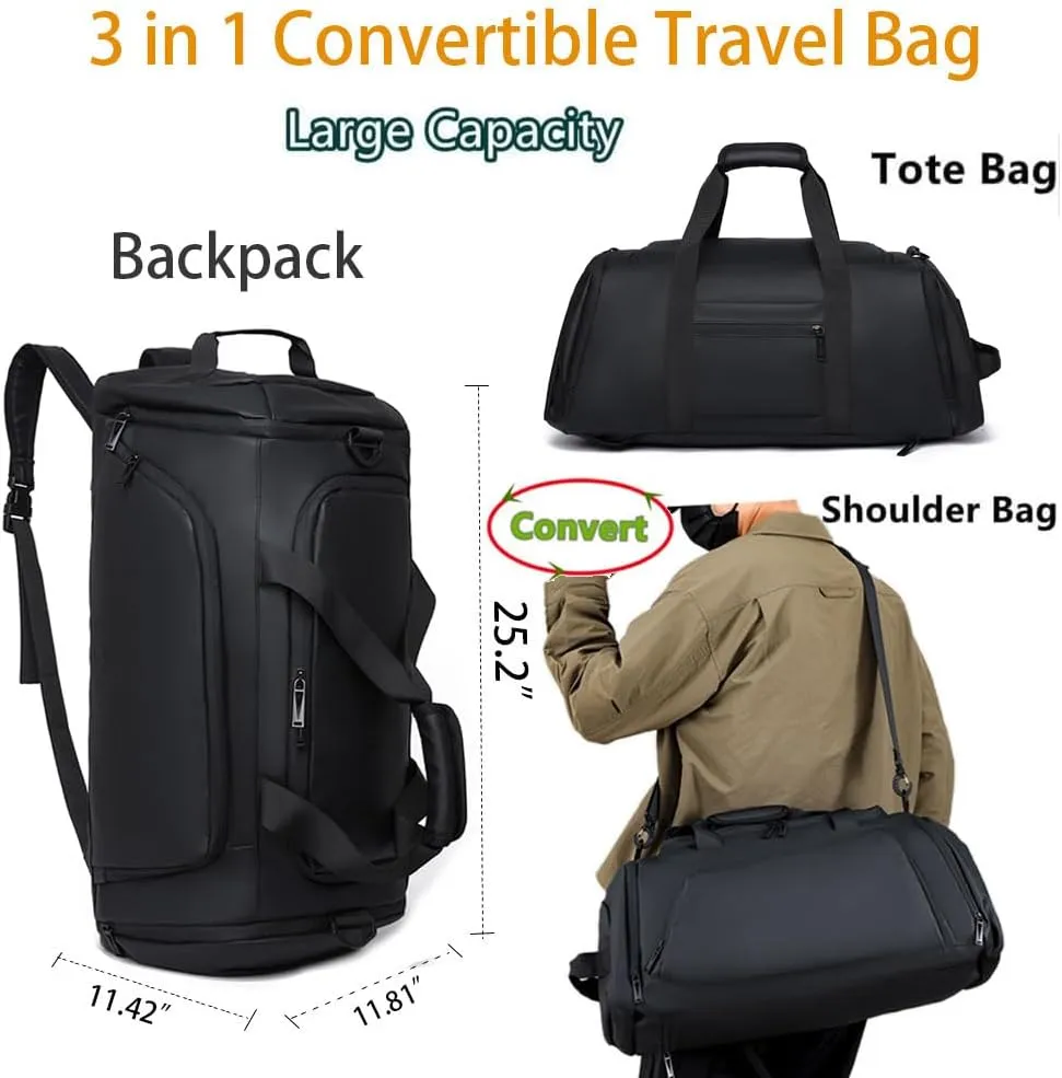 Large Daypack Business Weekender Luggage Backpack for Men Women,Large-capacity gym bag，35L Travel Backpack,Flight Approved Carry On Backpack for International Travel Bag (black)