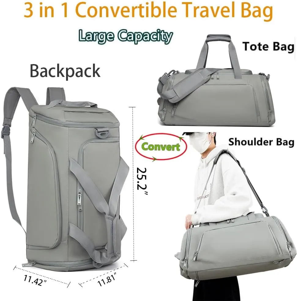 Large Daypack Business Weekender Luggage Backpack for Men Women,Large-capacity gym bag，35L Travel Backpack,Flight Approved Carry On Backpack for International Travel Bag (gray)