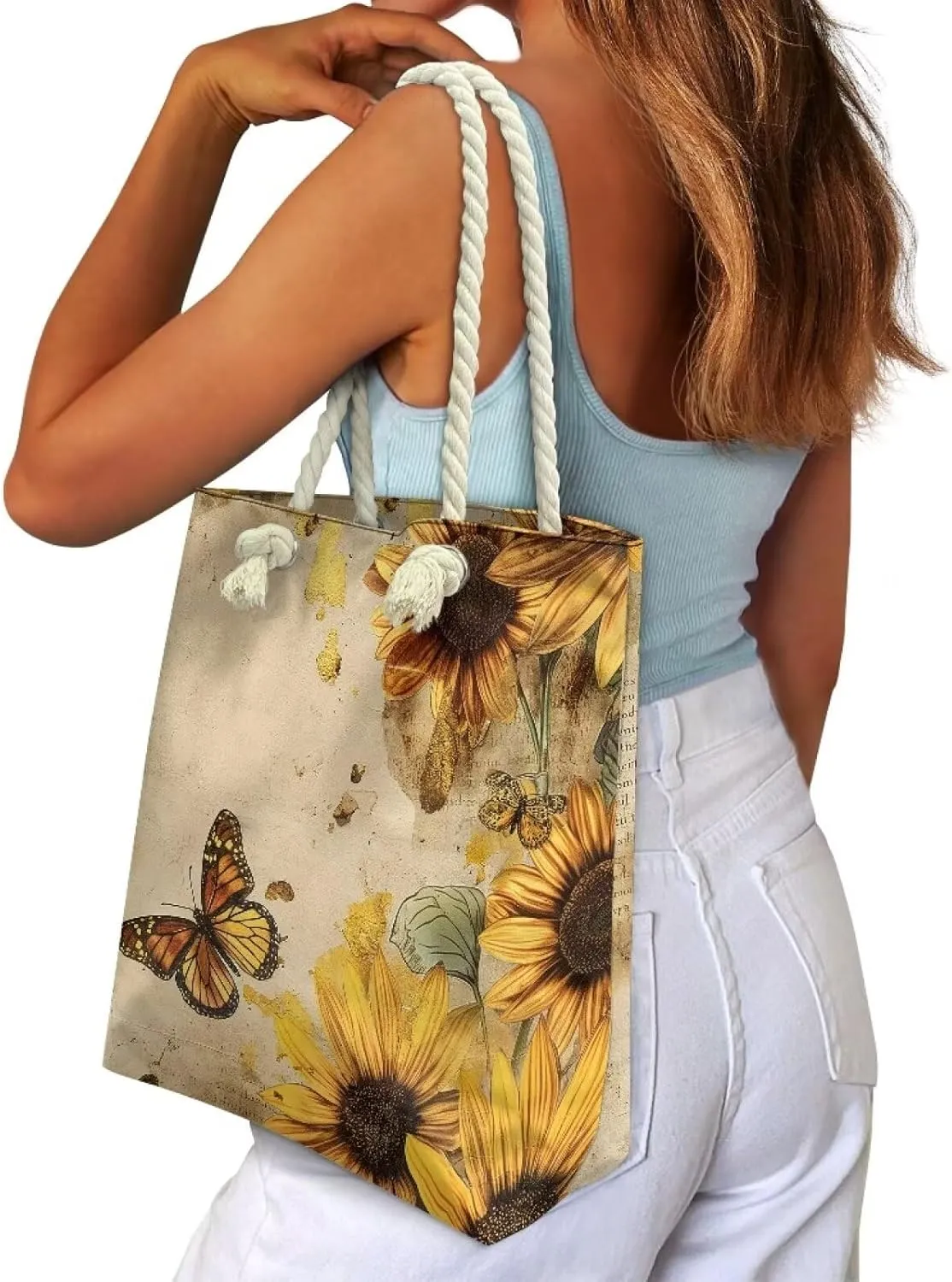 Large Tote Handbags for Women Reusable Grocery Bag Zipper Closure Storage Bag for Daily