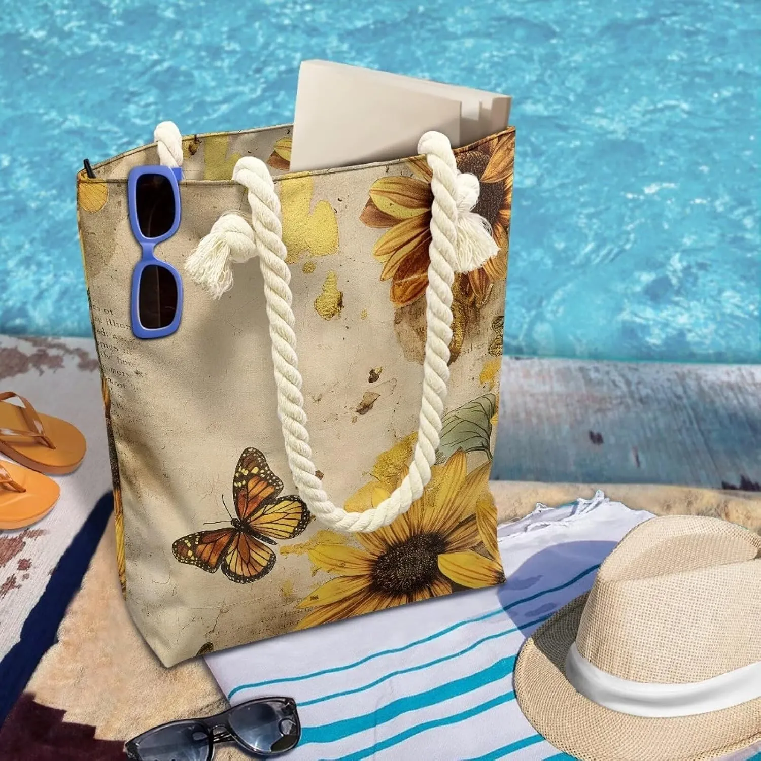 Large Tote Handbags for Women Reusable Grocery Bag Zipper Closure Storage Bag for Daily