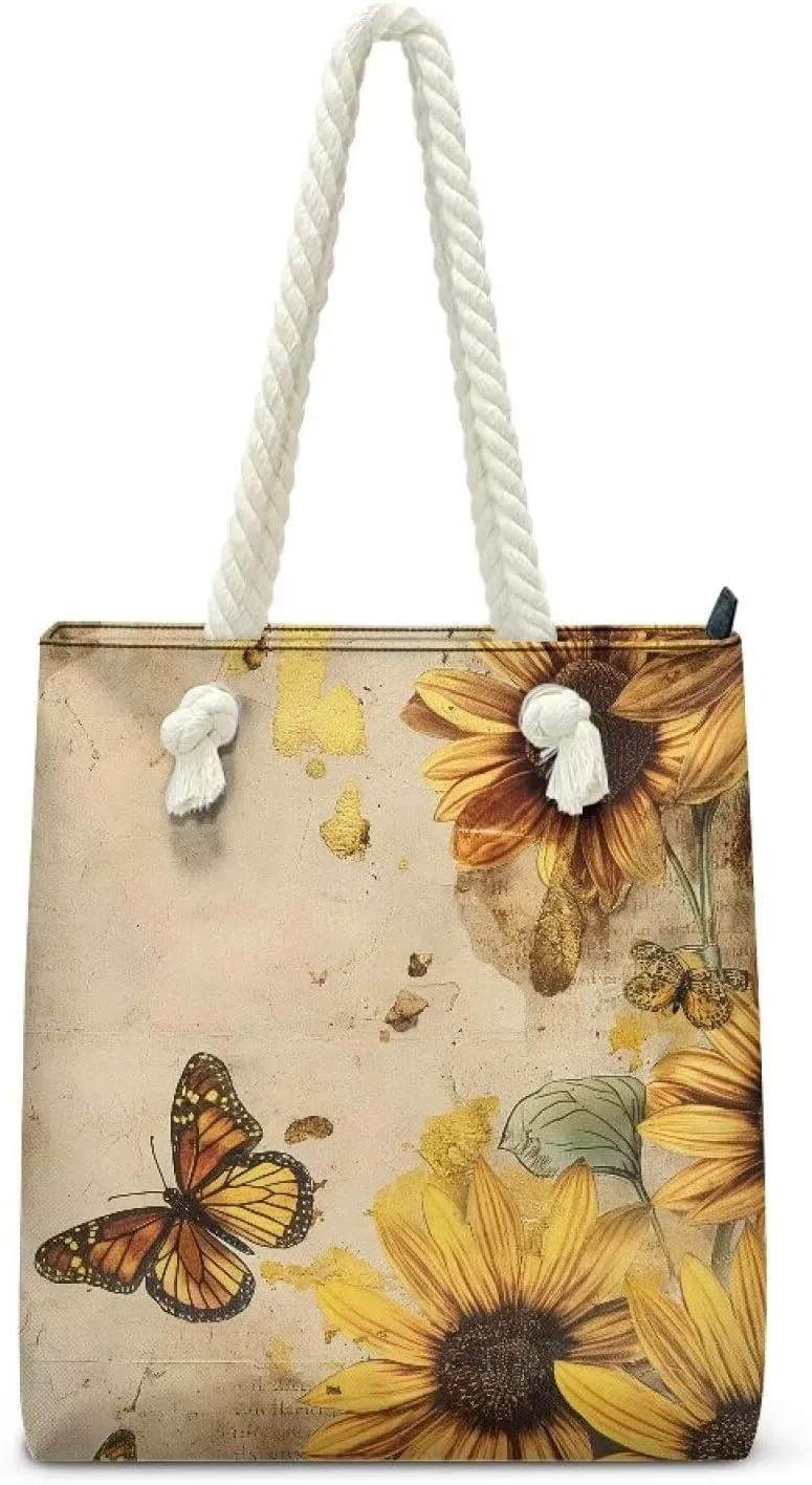 Large Tote Handbags for Women Reusable Grocery Bag Zipper Closure Storage Bag for Daily