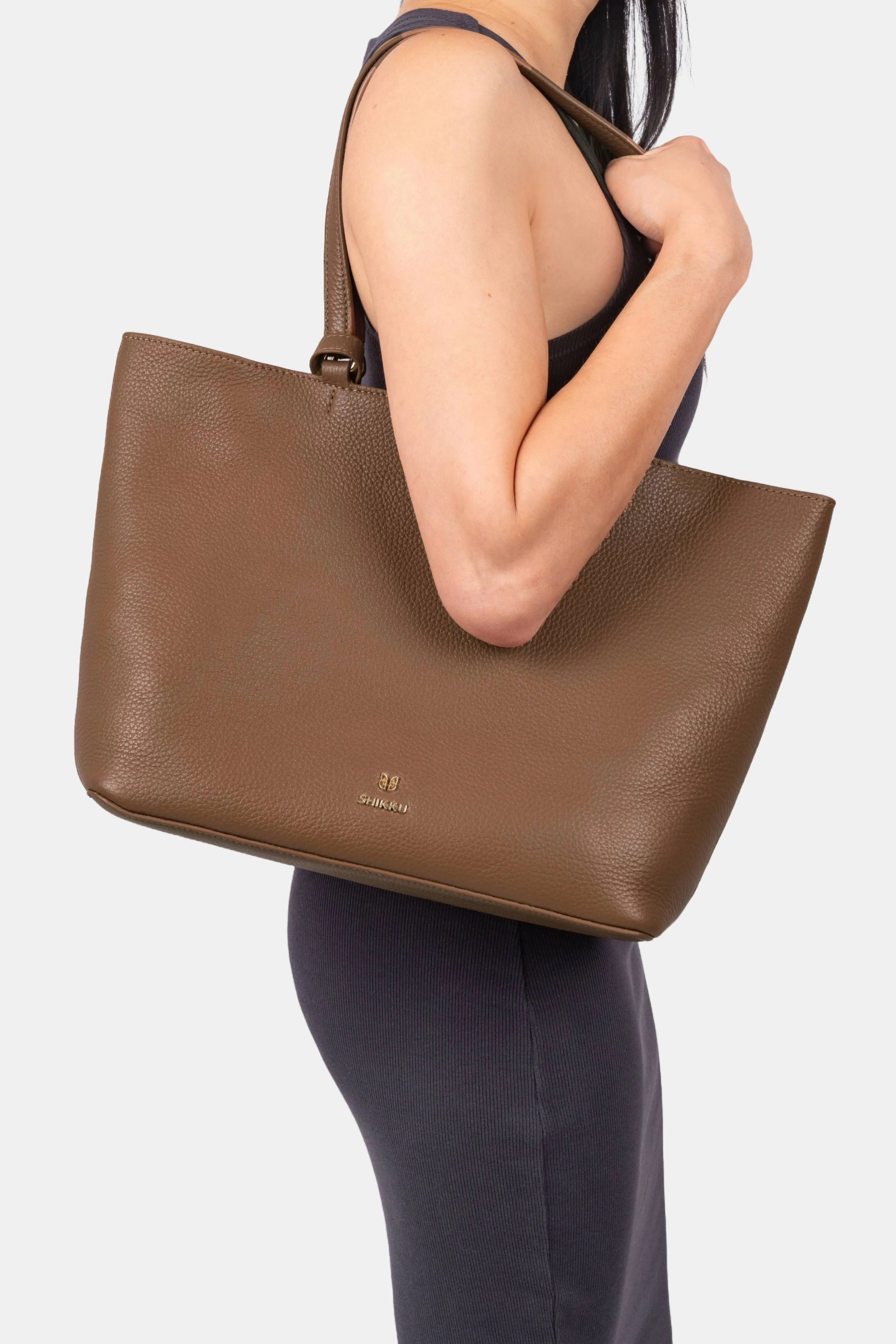 Large Tote Leather Bag - Tabac Brown