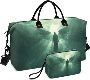 Large Travel Duffel Bag Archangel Wings Clouds Sports Tote Gym Bags, Shoulder Weekender Overnight Bags for Women Men, Carry On Luggage with Toiletry Bag