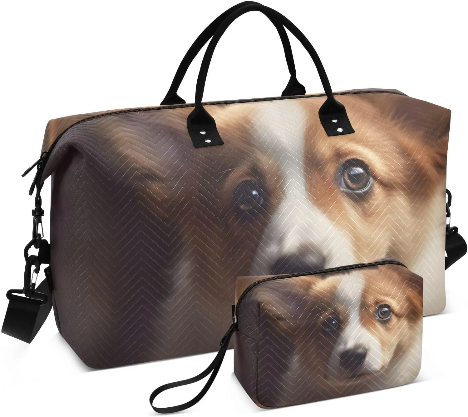 Large Travel Duffel Bag, Beautiful Dog Watch Me Sports Tote Gym Bag, Shoulder Weekender Overnight Bag for Women Men, Carry On Luggage with Toiletry Bags