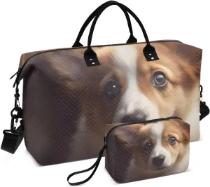 Large Travel Duffel Bag, Beautiful Dog Watch Me Sports Tote Gym Bag, Shoulder Weekender Overnight Bag for Women Men, Carry On Luggage with Toiletry Bags