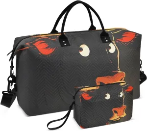 Large Travel Duffel Bag, Black Bull Horns Sport Tote Gym Bag, Shoulder Weekender Overnight Bag for Women Men, Carry On Luggage with Toiletry Bag