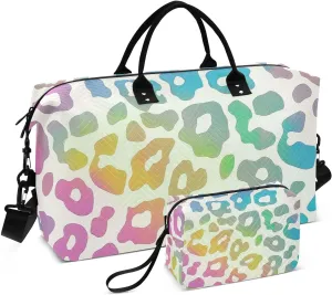 Large Travel Duffel Bag, Colorful Print Fur Sport Tote Gym Bag, Shoulder Weekender Overnight Bag for Women Men, Carry On Luggage with Toiletry Bag