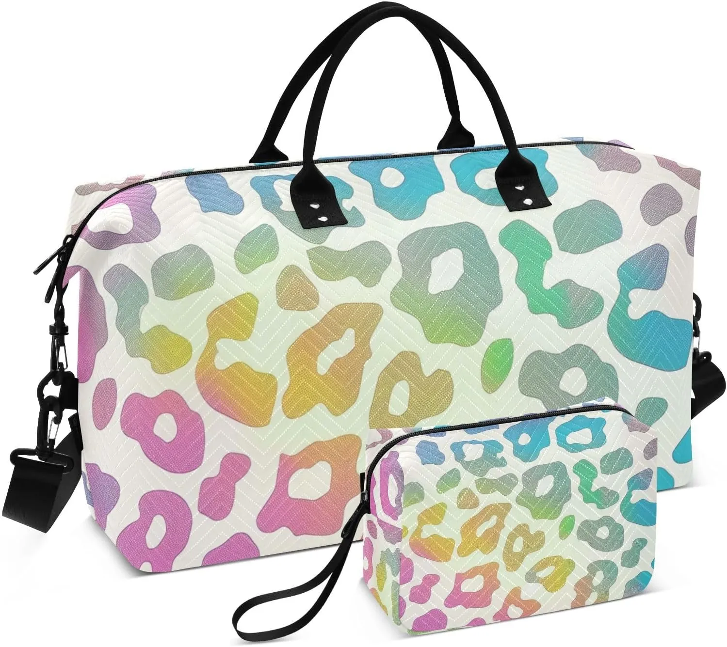 Large Travel Duffel Bag, Colorful Print Fur Sport Tote Gym Bag, Shoulder Weekender Overnight Bag for Women Men, Carry On Luggage with Toiletry Bag