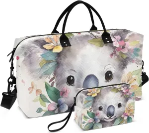 Large Travel Duffel Bag, Cute Garland Beautiful Floral Sport Tote Gym Bag, Shoulder Weekender Overnight Bag for Women Men, Carry On Luggage with Toiletry Bag