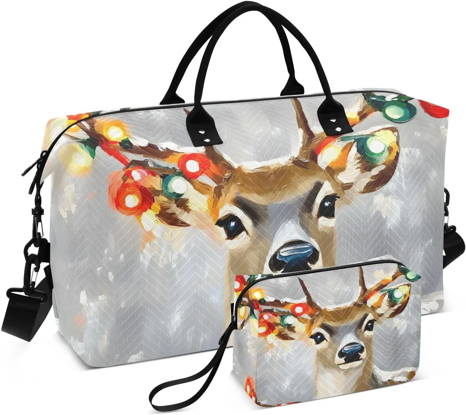 Large Travel Duffel Bag, Elk Head Colorful Sport Tote Gym Bags, Shoulder Weekender Overnight Bags for Women Men, Carry On Luggage with Toiletry Bag