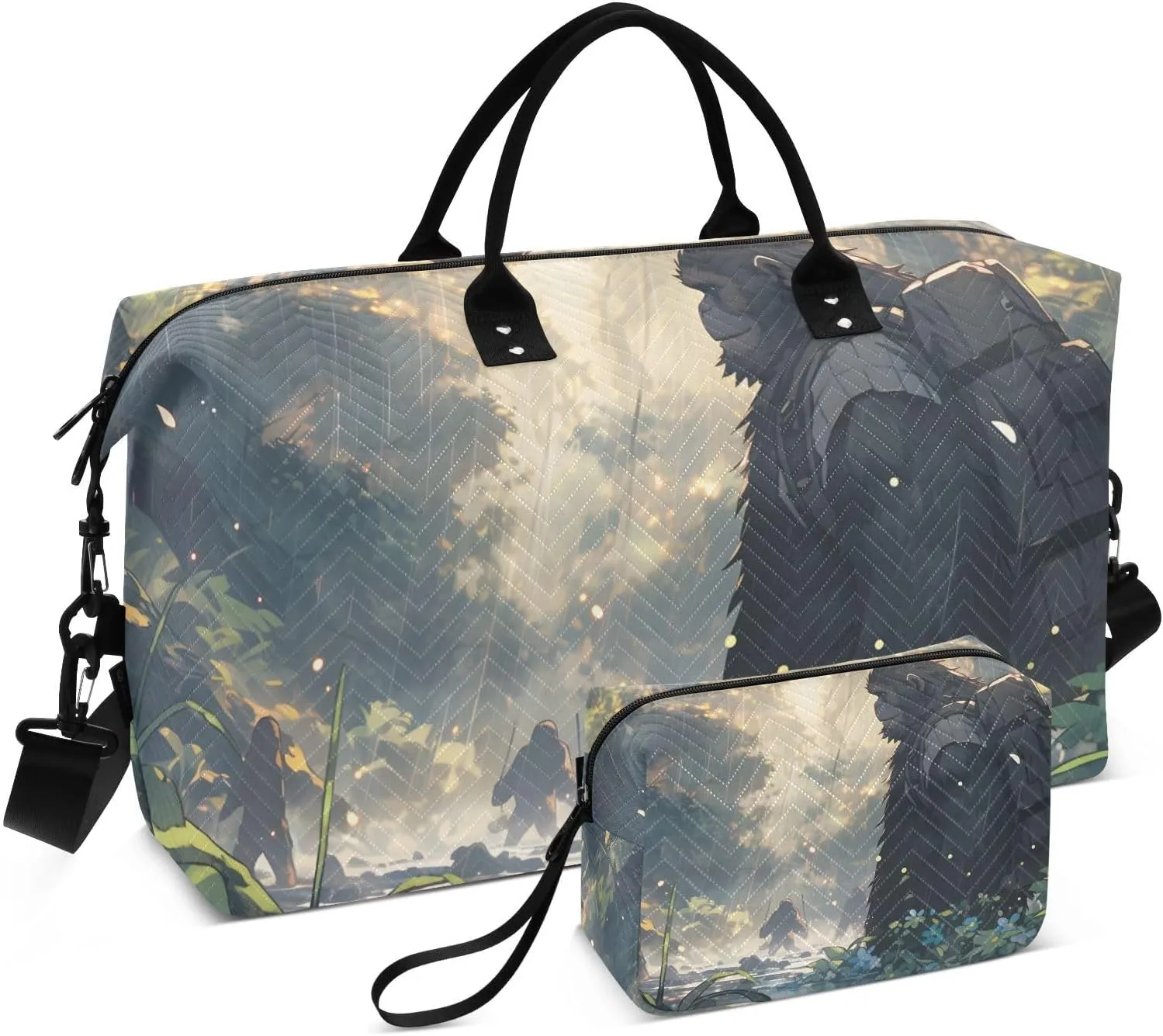 Large Travel Duffel Bag, Explorer Ape Sports Tote Gym Bag, Shoulder Weekender Overnight Bag for Women Men, Carry On Luggage with Toiletry Bags