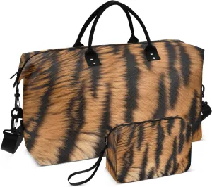 Large Travel Duffel Bag, Fur Big Cat Brown Sport Tote Gym Bag, Shoulder Weekender Overnight Bag for Women Men, Carry On Luggage with Toiletry Bag