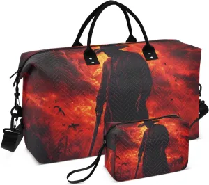 Large Travel Duffel Bag, Gothic Cowboy Darkness Sport Tote Gym Bag, Shoulder Weekender Overnight Bag for Women Men, Carry On Luggage with Toiletry Bag