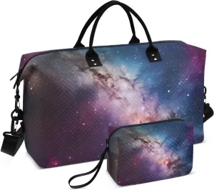 Large Travel Duffel Bag, Nebula Space Galaxy Sports Tote Gym Bag, Shoulder Weekender Overnight Bag for Women Men, Carry On Luggage with Toiletry Bags