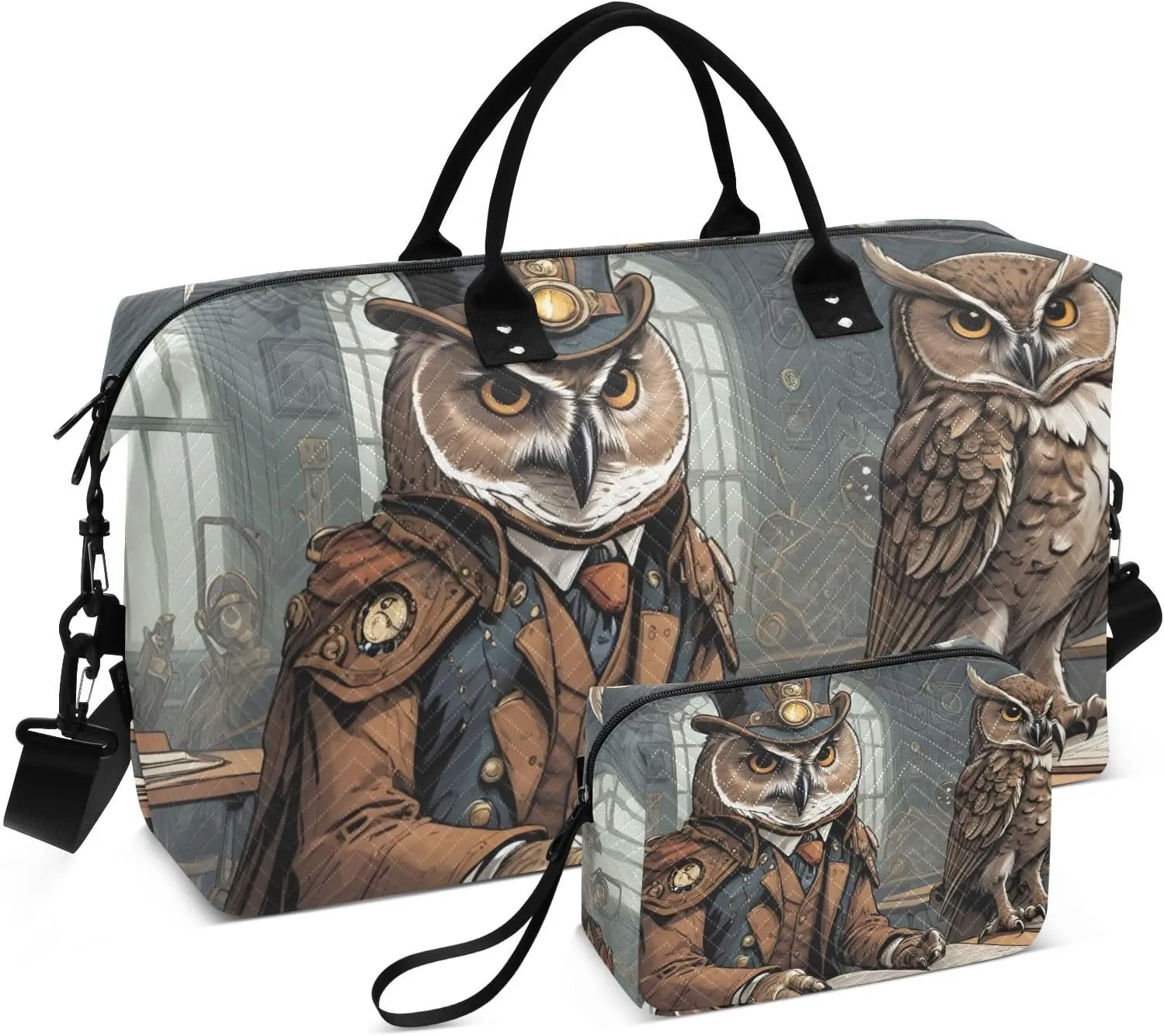 Large Travel Duffel Bag, Owl Steam Classroom Sports Tote Gym Bag, Shoulder Weekender Overnight Bag for Women Men, Carry On Luggage with Toiletry Bags