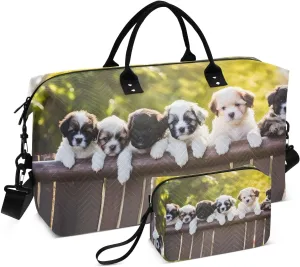 Large Travel Duffel Bag, Puppy Fence Sunlight Sport Tote Gym Bag, Shoulder Weekender Overnight Bag for Women Men, Carry On Luggage with Toiletry Bag