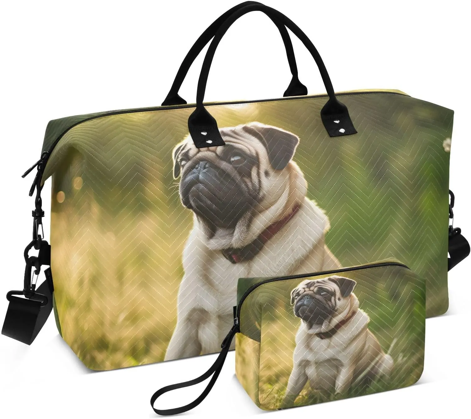 Large Travel Duffel Bag, Puy Dog Sunlight Grass Sport Tote Gym Bag, Shoulder Weekender Overnight Bag for Women Men, Carry On Luggage with Toiletry Bag