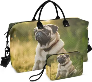 Large Travel Duffel Bag, Puy Dog Sunlight Grass Sport Tote Gym Bag, Shoulder Weekender Overnight Bag for Women Men, Carry On Luggage with Toiletry Bag