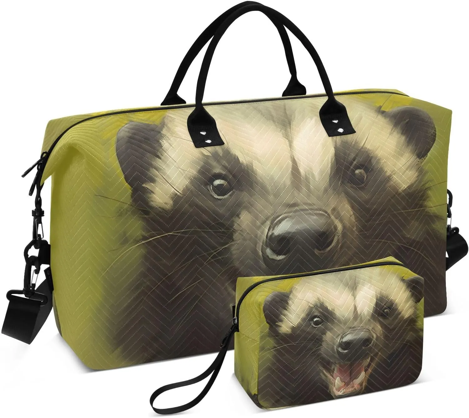 Large Travel Duffel Bag, Skunk Roar Angry Sport Tote Gym Bag, Shoulder Weekender Overnight Bag for Women Men, Carry On Luggage with Toiletry Bag