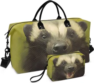 Large Travel Duffel Bag, Skunk Roar Angry Sport Tote Gym Bag, Shoulder Weekender Overnight Bag for Women Men, Carry On Luggage with Toiletry Bag