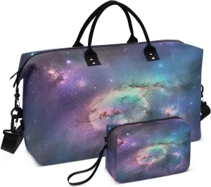 Large Travel Duffel Bag, Space Nebula Galaxy Sports Tote Gym Bag, Shoulder Weekender Overnight Bag for Women Men, Carry On Luggage with Toiletry Bags