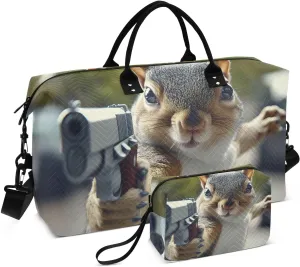 Large Travel Duffel Bag, Squirrel Funny Pose Sport Tote Gym Bags, Shoulder Weekender Overnight Bags for Women Men, Carry On Luggage with Toiletry Bag