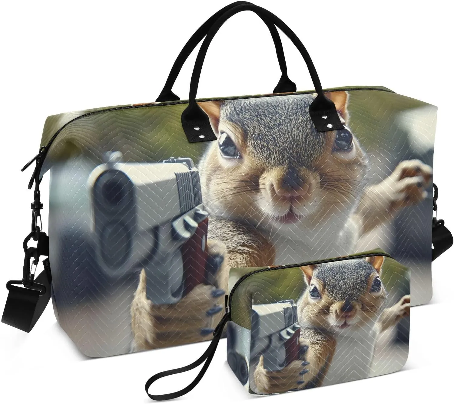 Large Travel Duffel Bag, Squirrel Funny Pose Sport Tote Gym Bags, Shoulder Weekender Overnight Bags for Women Men, Carry On Luggage with Toiletry Bag