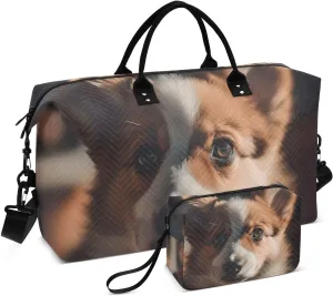 Large Travel Duffel Bag, Sunlight Puppy Sports Tote Gym Bag, Shoulder Weekender Overnight Bag for Women Men, Carry On Luggage with Toiletry Bags
