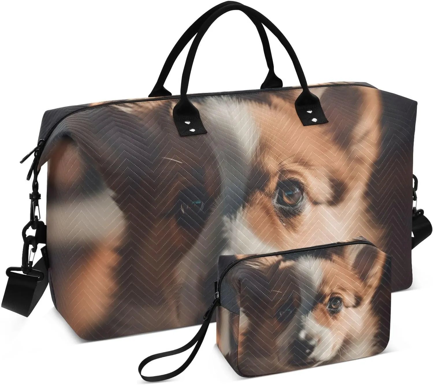 Large Travel Duffel Bag, Sunlight Puppy Sports Tote Gym Bag, Shoulder Weekender Overnight Bag for Women Men, Carry On Luggage with Toiletry Bags