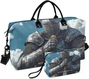 Large Travel Duffel Bag, Viking Warrior Sword Sport Tote Gym Bags, Shoulder Weekender Overnight Bags for Women Men, Carry On Luggage with Toiletry Bag