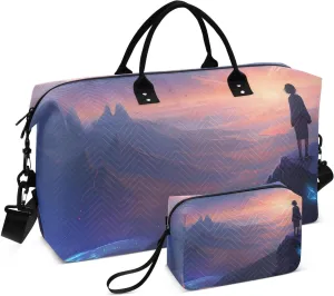 Large Travel Duffel Bag, Watching Shadow Sports Tote Gym Bag, Shoulder Weekender Overnight Bag for Women Men, Carry On Luggage with Toiletry Bags