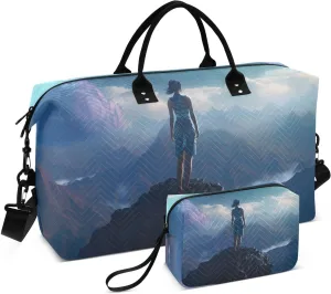Large Travel Duffel Bag, Watching Woman Sports Tote Gym Bag, Shoulder Weekender Overnight Bag for Women Men, Carry On Luggage with Toiletry Bags
