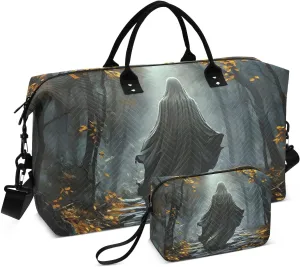 Large Travel Duffel Bag, Witch Gothic Forest Autumn Sport Tote Gym Bag, Shoulder Weekender Overnight Bag for Women Men, Carry On Luggage with Toiletry Bag