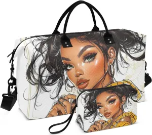 Large Travel Duffel Bag, Woman African Cool Sport Tote Gym Bags, Shoulder Weekender Overnight Bags for Women Men, Carry On Luggage with Toiletry Bag