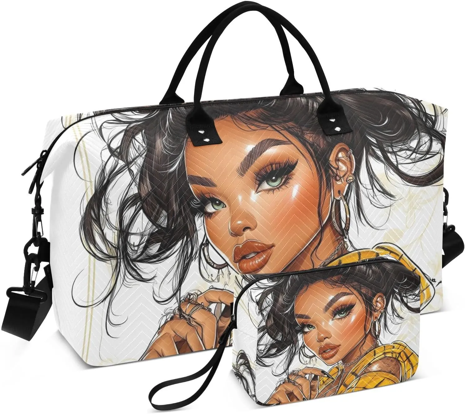 Large Travel Duffel Bag, Woman African Cool Sport Tote Gym Bags, Shoulder Weekender Overnight Bags for Women Men, Carry On Luggage with Toiletry Bag