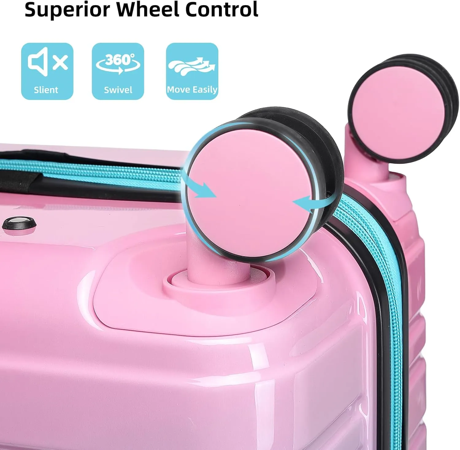 LARVENDER Luggage Sets 3 Piece, 20 Inch Carry on Luggage 22x14x9 Airline Approved Hardside PC ABS Suitcase Set with Spinner Wheels TSA Lock, Lightweight Luggage Set for Women, Cotton Candy
