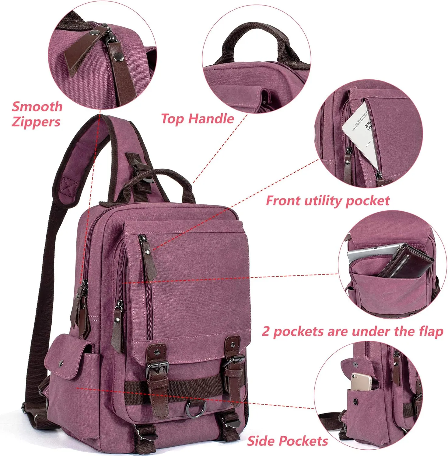 Leaper Retro Crossbody Bag Sling Bag Canvas Messenger Bag for Men Women Shoulder Bag Crossbody Handbags Satchel Travel Bag