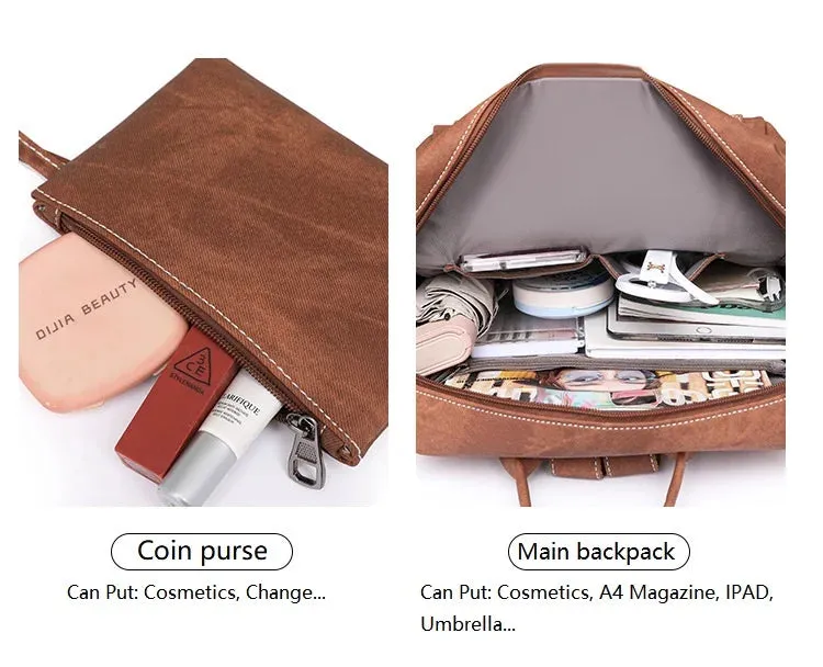Leather Convertible Backpack Purse