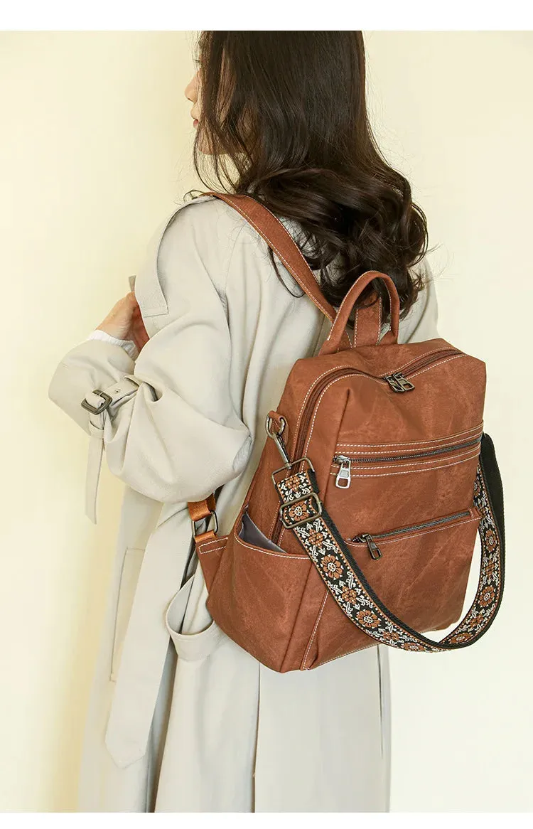 Leather Convertible Backpack Purse