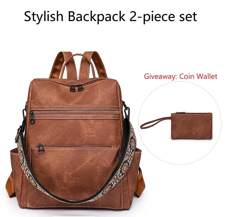 Leather Convertible Backpack Purse