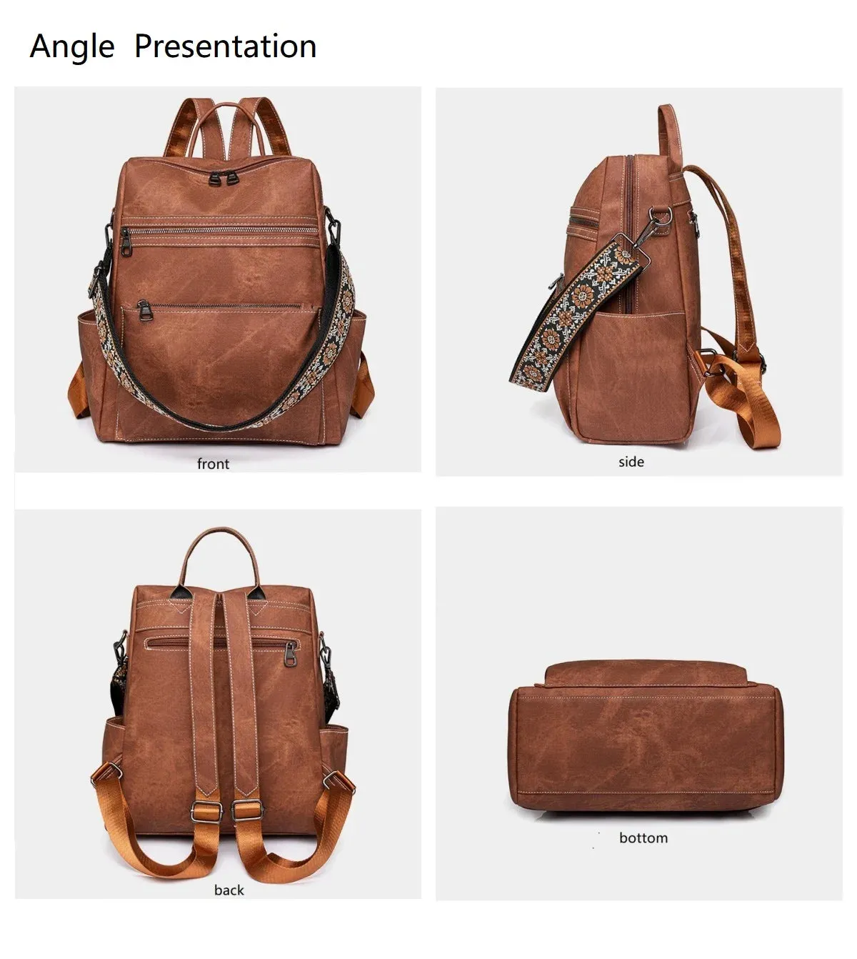 Leather Convertible Backpack Purse